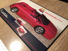 RED LAMBORGHINI DIABLO ROADSTER WOODEN POSTER BEAUTIFUL!!