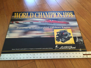 LAMBORGHINI OFFSHORE WORLD CHAMPION 1998 WOODEN POSTER *COLLECTOR ITEM*